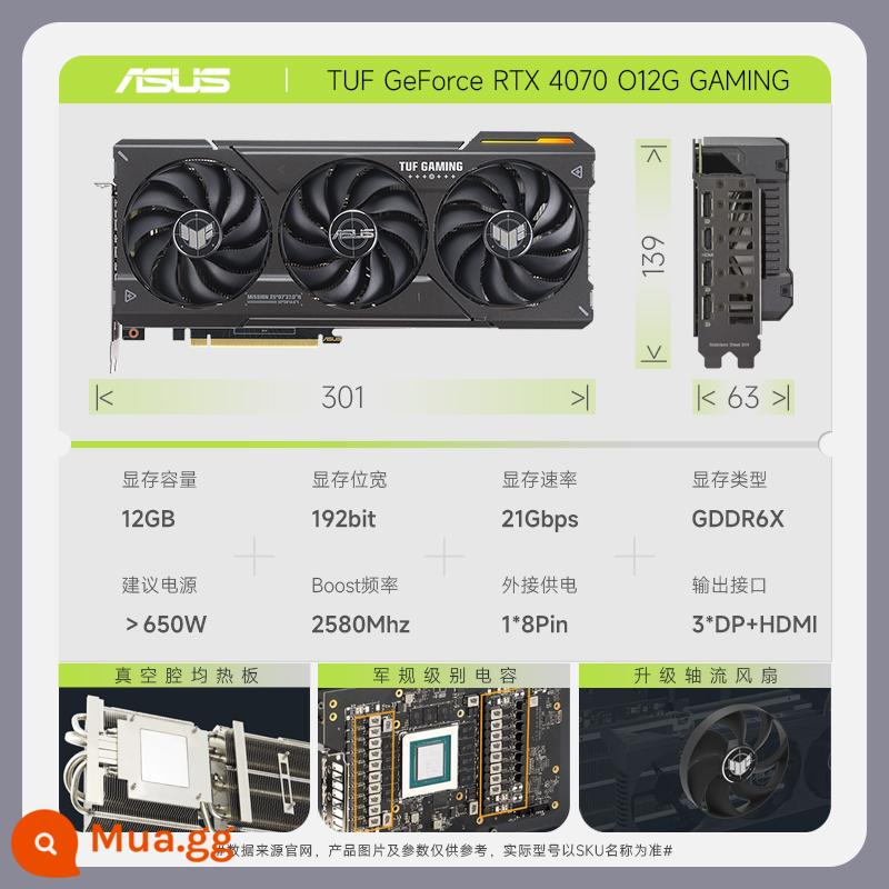 Asus/ASUS TUF gaming RTX4070Ti card đồ họa bộ nhớ 12G hỗ trợ hiển thị 4K [470 - TUF-RTX4070-012G-GAMING