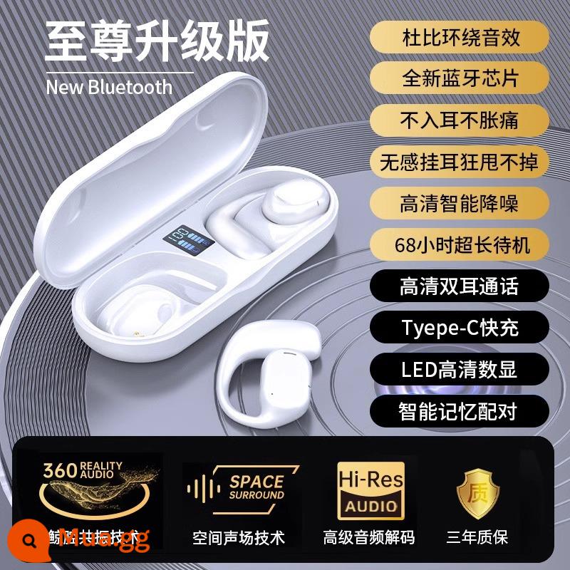 Tai nghe bluetooth không dây dẫn truyền xương thể thao móc tai non-in-ear thời lượng pin siêu dài chạy 2023 new 537 - Màu trắng丨Phiên bản cao cấp [Bluetooth 5.2★Chất lượng âm thanh 9D★ghép nối bộ nhớ khi bật nguồn★mặc vô cảm]