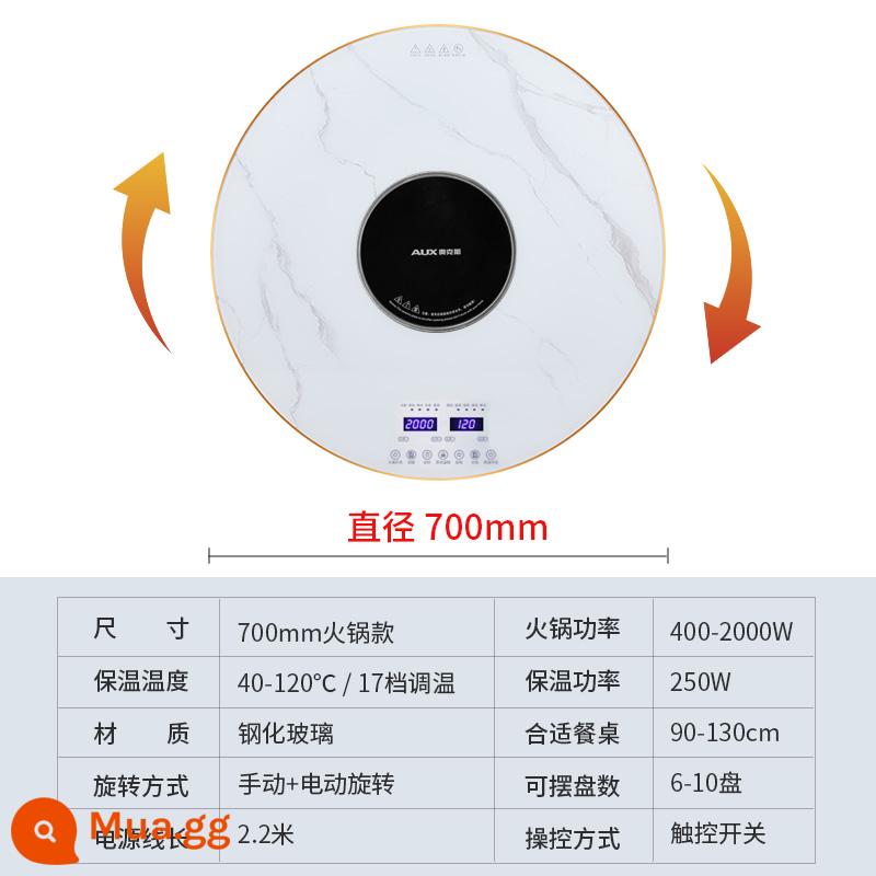 Gỗ Sồi Thực Phẩm Tấm Cách Nhiệt Nhà Cảm Ứng Nồi Lẩu Ấm Món Ăn Đĩa Nóng Tròn Làm Nóng Xoay Tự Động 1334 - Mẫu nồi cơm điện cảm ứng tròn 70cm hoa văn đá cẩm thạch + đĩa hâm nóng thông minh + xoay điện