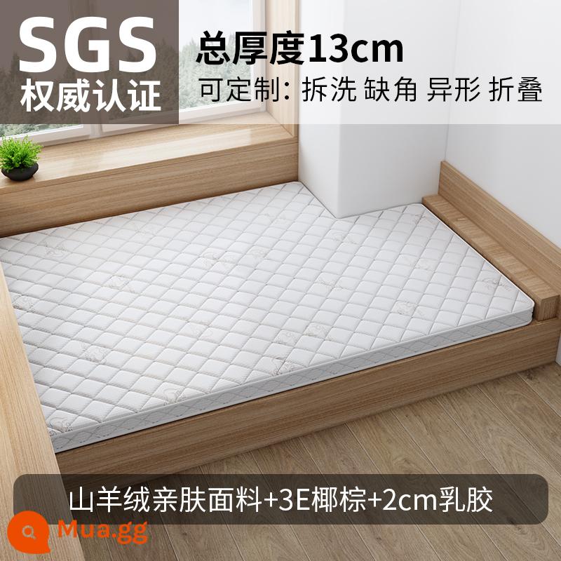 Nệm chiếu tatami tùy chỉnh bất kỳ kích thước thảm có thể gập lại tùy chỉnh làm từ dừa cọ cao su hộ gia đình trẻ em 1525 - Độ co giãn cao và thoải mái 13CM [Đay dừa 3E + vải cotton cashmere thân thiện với da + mủ 2CM]