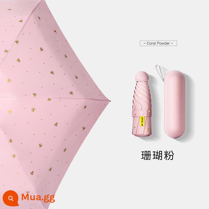 Hàng Chính Hãng Chính Hãng] Dù Che Nắng Che Nắng Che Nắng Chống Tia UV Mini Capsule Ô Dù Đi Nắng Dù Kép Nữ 893 - Màu hồng san hô-Chống nắng chuyên nghiệp★Khung hợp kim hàng không★Sử dụng được dù trời mưa hay nắng★Hộp đựng miễn phí