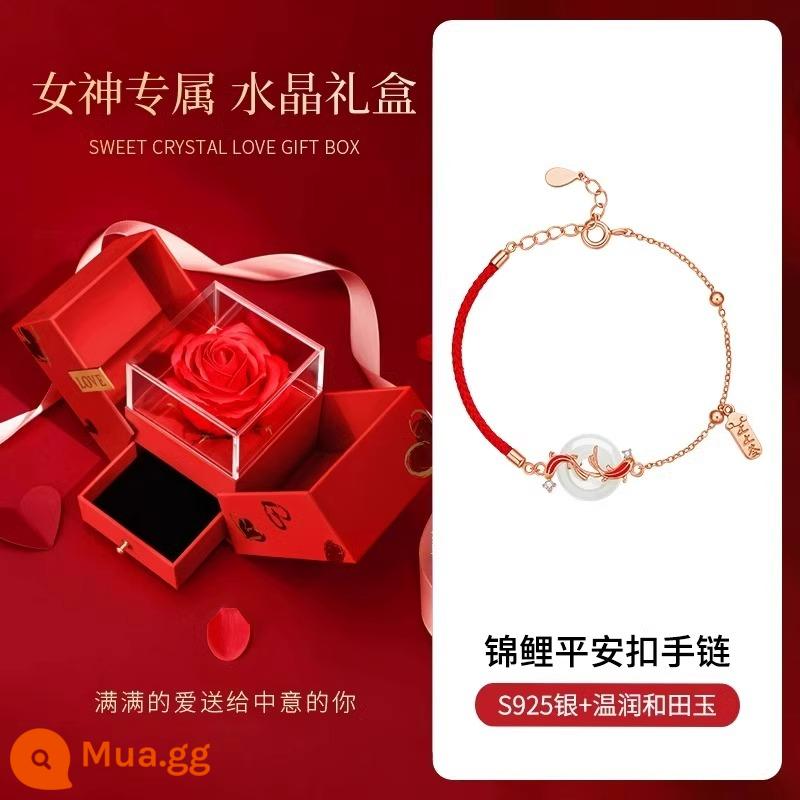 [China Gold] Quà tặng sinh nhật và năm mới của Trung Chuang cho bạn gái trong năm con rồng, quà tặng cho bạn gái trong năm con rồng 1693 - Cá chép Koi [hộp quà hoa hồng pha lê]