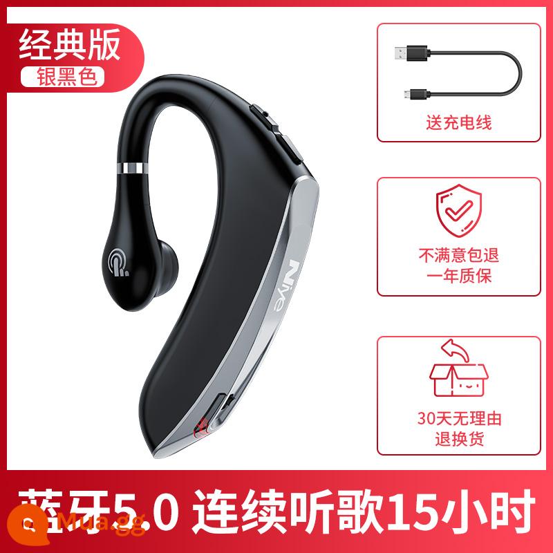 Tai nghe bluetooth 2022 new wireless business thời lượng pin siêu dài 1 tai treo tai lái xe 1098 - Bạc và đen ★ Phiên bản cổ điển [tai nghe xoắn ốc 180 độ + 15 giờ nghe nhạc + sạc flash nhanh + Bluetooth 5.0]