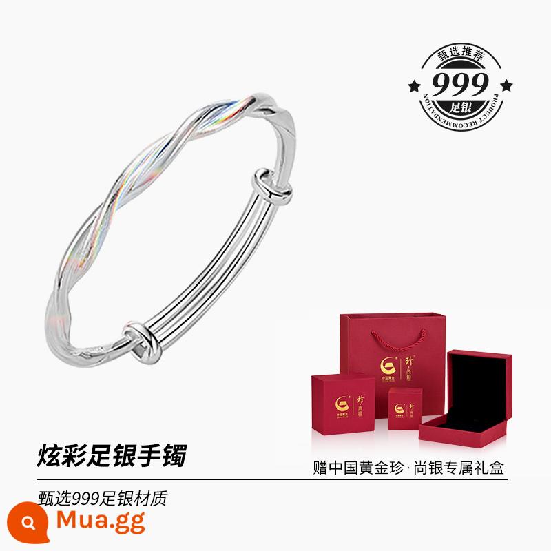 Trung Quốc Vàng Zhenshang Bạc Mobius Nhẫn Vòng Tay Bạc Nữ Bạc Mẫu Trẻ Trung 999 Vòng Tay Bạc Nguyên Chất 1693 - [Khoảng 25g] Bạc nguyên chất 999 đầy màu sắc [Hộp quà vàng Trung Quốc + Thẻ + Giấy chứng nhận]