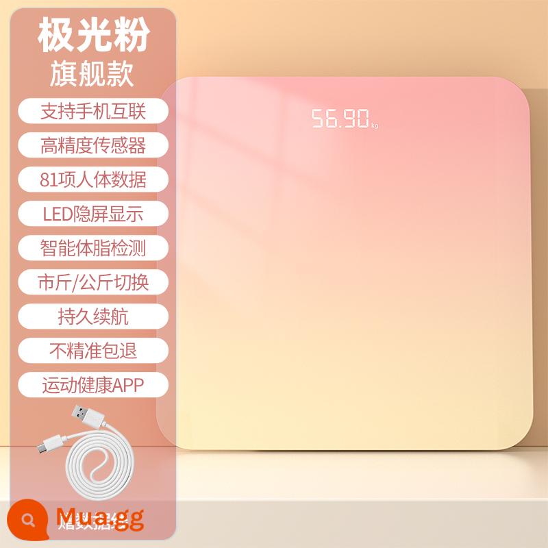 Cân điện tử gia dụng cân chính xác sạc nhỏ quy mô thông minh ký túc xá mỡ quy mô mỡ cơ thể quy mô 1807 - Mô hình hàng đầu màn hình ẩn LED đo lượng mỡ trong cơ thể bằng bột Aurora [Kết nối Bluetooth + có thể sạc lại + APP thông minh + 81 dữ liệu]