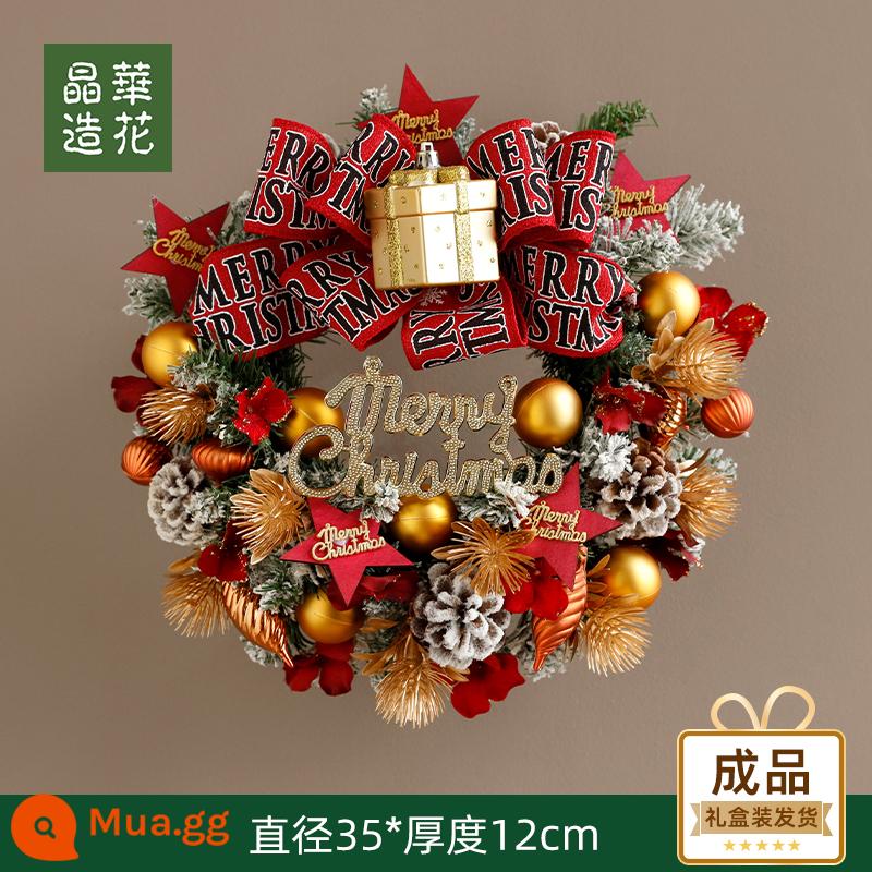 Jinghua 30cm Giáng Sinh vòng hoa phun tuyết Vòng Giáng Sinh đồ dùng trang trí Giáng Sinh Vòng Hoa Giáng Sinh trang trí cửa treo tường trang trí - Vòng Tròn Tuyết Giáng Sinh Size S-3126