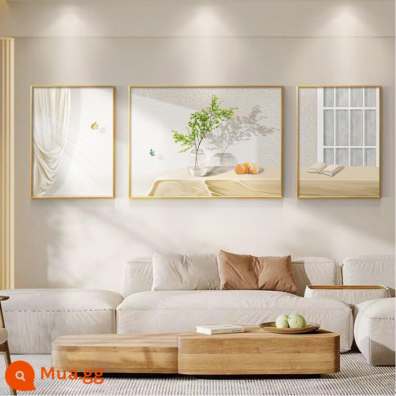 Bắc Âu Kem Phong Cách Phòng Khách Tranh Trang Trí Cao Cấp Cảm Giác Phong Cảnh Sofa Nền Tranh Treo Tường Hiện Đại Đơn Giản Triptych Bức Tranh Tường - Qingfeng Tiao-Sanlian A