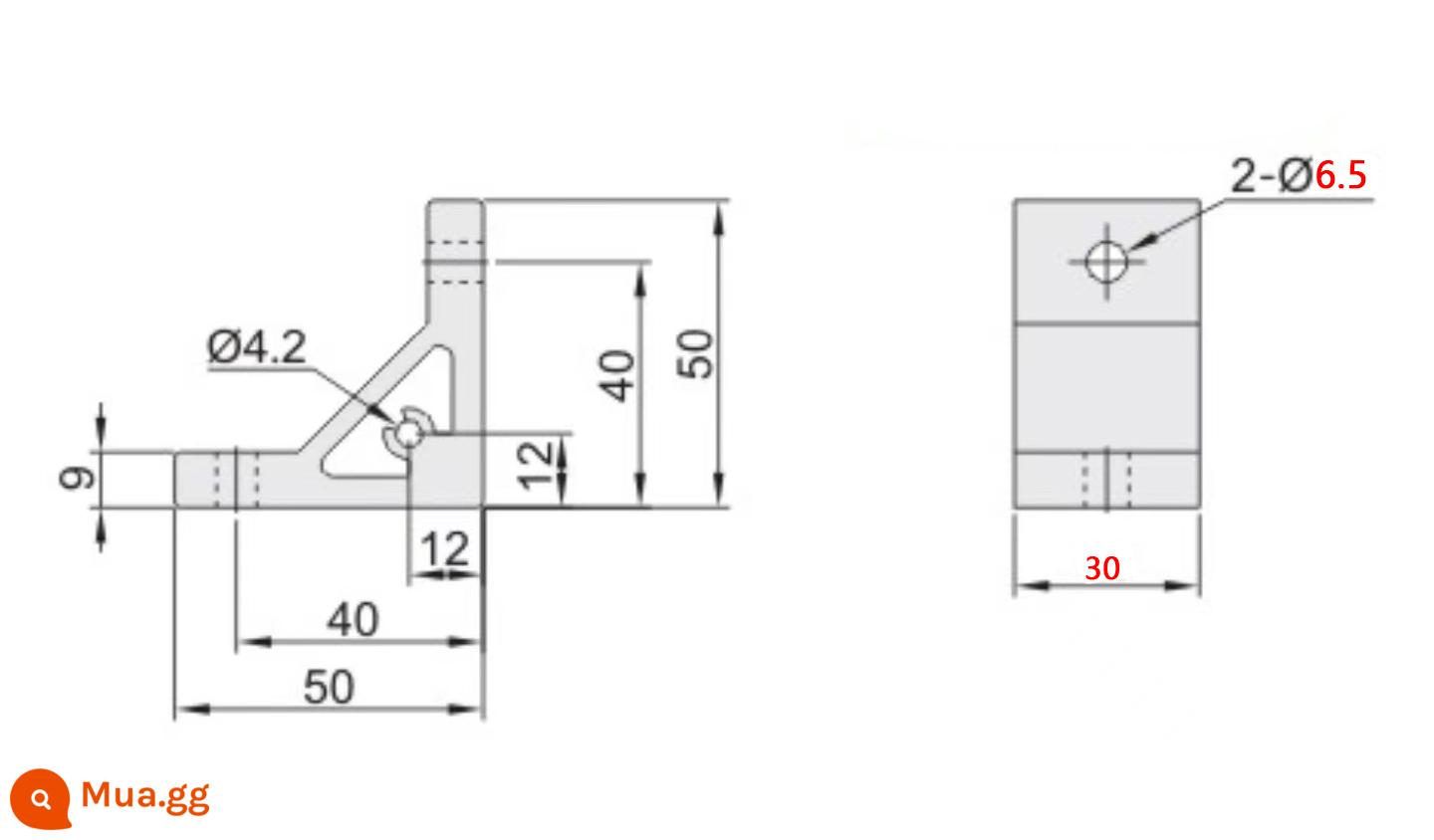 Miễn phí vận chuyển 4040 dày nhôm góc mã 90° mạnh mẽ ép đùn nhôm góc mảnh 4080 nhôm ép đùn vật liệu kết nối gia cố góc nhôm - ABC01-4010-50-30 (một) 6,5 lỗ