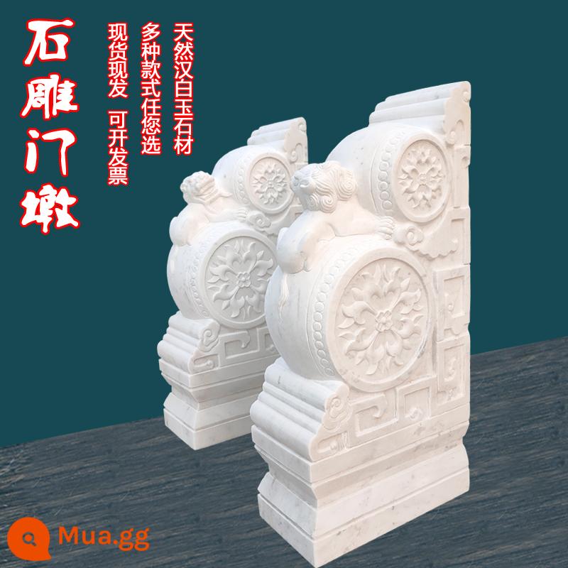 Cổng khắc bằng đá Hanyang Baiyu Một cặp đá cổ mới Cửa mới Trung Quốc Natural Stone Voi Voái Trống tuyển dụng giàu có - Sư tử đá cẩm thạch trắng Như Ý cao 80 đơn