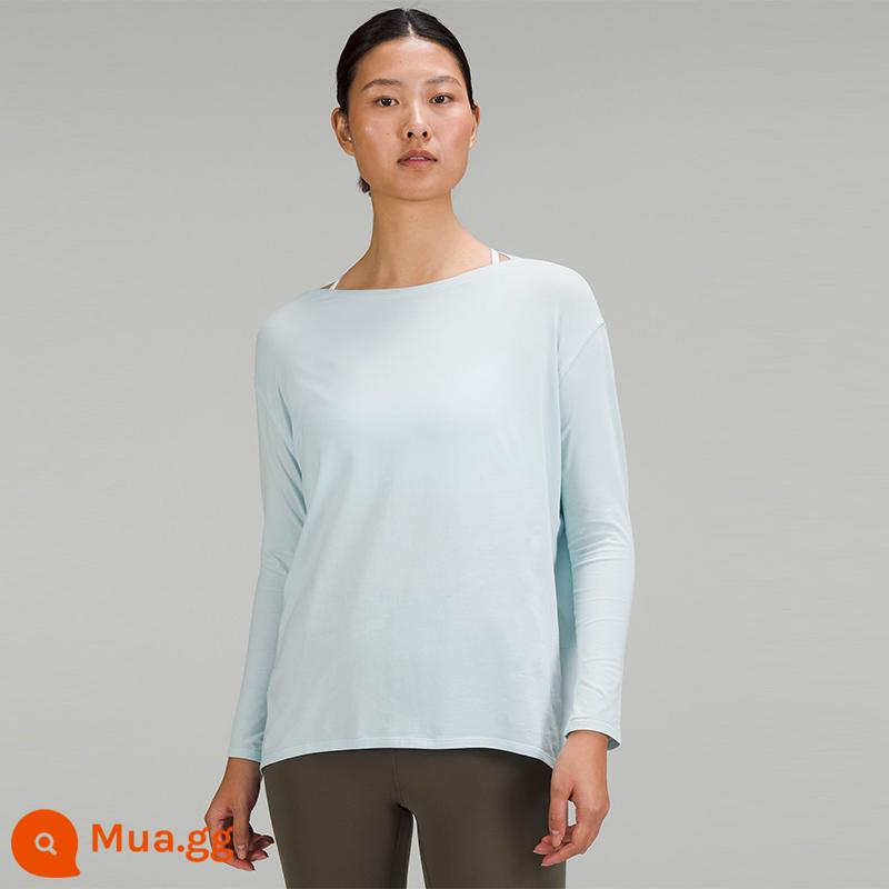 Áo thun nữ dài tay Back in Action丨lululemon丨LW3CE0S - màu bột màu xanh