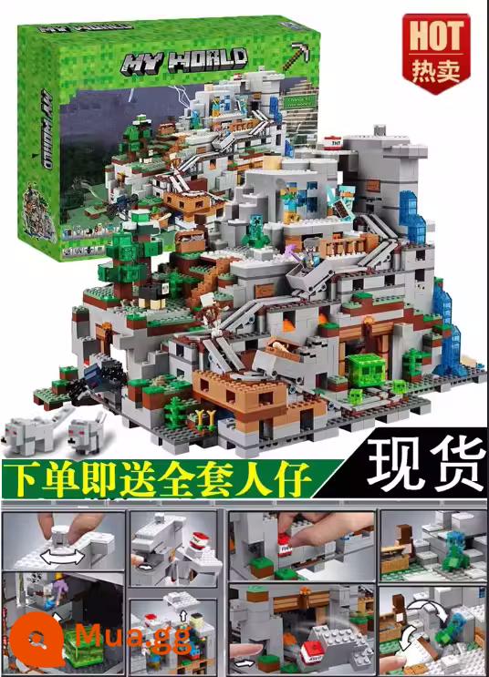 Trung Quốc Minecraft Cơ Chế Khổng Lồ Hang Mỏ Mini Series Lắp Ráp Khối Xây Dựng Cậu Bé Đồ Chơi Quà Tặng Năm Mới - Phiên bản hoàn chỉnh khổng lồ của hang cơ khí nặng 10 pound và được đựng trong hộp quà sang trọng