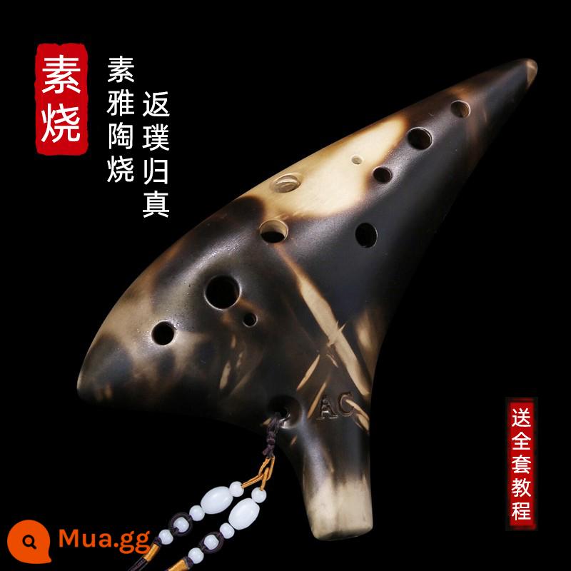 Ocarina 12 lỗ mới bắt đầu người mới bắt đầu alto C chỉnh 12 lỗ AC chuyên nghiệp gốm nhựa học sinh tiểu học 6 nhạc cụ - [Cấp bậc cao cấp] Đốt bisque và đốt rơm, cùng một kiểu dáng nhưng âm thanh hay hơn [Được quản lý cửa hàng khuyên dùng]