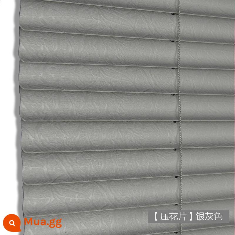 Rèm Venetian PVC Không Đục Lỗ CR9 Cho Phòng Thay Đồ, Nhà Bếp, Phòng Tắm, Tấm Che Nắng Chống Thấm Nước Và Chống Dầu, Tấm Che Nắng Nâng - [lụa dập nổi] màu xám bạc