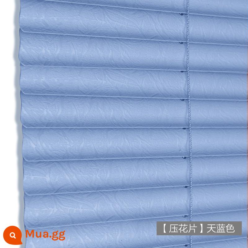 Rèm Venetian PVC Không Đục Lỗ CR9 Cho Phòng Thay Đồ, Nhà Bếp, Phòng Tắm, Tấm Che Nắng Chống Thấm Nước Và Chống Dầu, Tấm Che Nắng Nâng - [Lụa dập nổi] xanh da trời