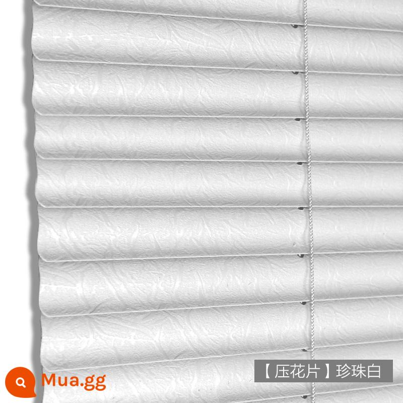 Rèm Venetian PVC Không Đục Lỗ CR9 Cho Phòng Thay Đồ, Nhà Bếp, Phòng Tắm, Tấm Che Nắng Chống Thấm Nước Và Chống Dầu, Tấm Che Nắng Nâng - [Lụa dập nổi] Trắng ngọc trai