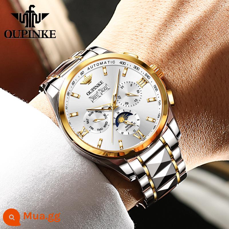 Đồng Hồ Chính Hãng Thụy Sĩ Nam Tourbillon Đồng Hồ Cơ Đa Chức Năng Top 10 Thương Hiệu Chống Nước Dạ Quang Áp Dụng Đồng Hồ Nữ - 3201 Mì Trắng Vàng Free Belt Chứng Nhận Thụy Sĩ