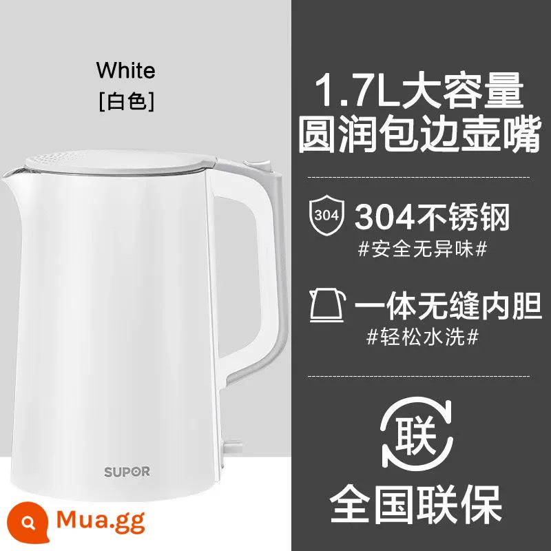 Ấm siêu tốc Supor gia dụng điện cách nhiệt hoàn toàn tự động 1 ấm đun nước sôi bằng thép không gỉ 304 - Trắng