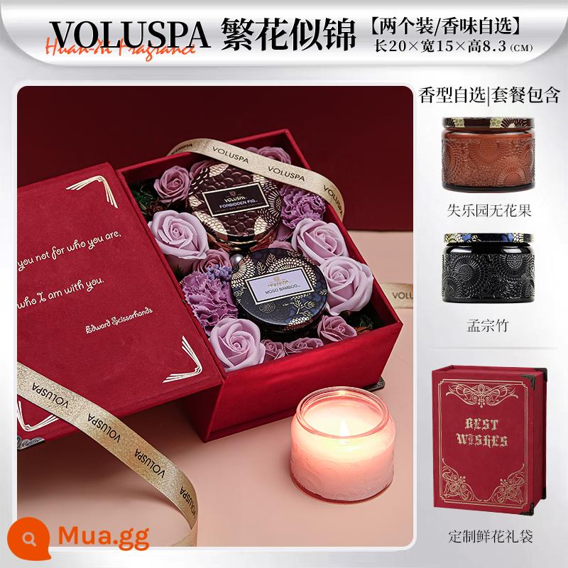 voluspa cứu trợ nhỏ nến thơm hộp quà tặng phòng ngủ hỗ trợ giấc ngủ đi bộ dầu hỏa đèn hương thơm năm mới đám cưới món quà sinh nhật - Hoa nở-Đỏ ❤Phong cách mới số lượng có hạn❤