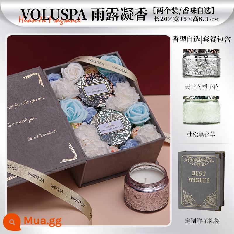 voluspa cứu trợ nhỏ nến thơm hộp quà tặng phòng ngủ hỗ trợ giấc ngủ đi bộ dầu hỏa đèn hương thơm năm mới đám cưới món quà sinh nhật - Mưa và sương Ningxiang - Xám ❤Phong cách mới có giới hạn❤