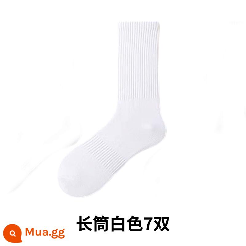 [Gửi 3 đôi cùng kiểu] 9 đôi tất cotton xuân thu Tân Cương, tất cotton nguyên chất, tất thể thao nam, tất khử mùi cho nữ - Tặng 4 đôi ống dài trắng + 3 đôi ống dài trắng [tặng 7 đôi kèm quà]