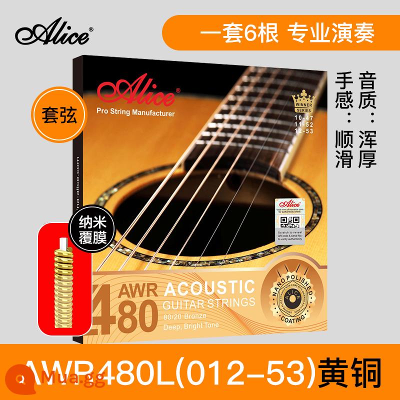 Chính Hãng Dây Đàn Guitar Alice Bộ Dây Đàn Guitar Dân Gian Bộ 6 Lõi Thép Gỗ Chống Gỉ Phụ Kiện Đàn Guitar Dây - Phủ chống gỉ] Bộ A480L đồng 80/20 [012-053]