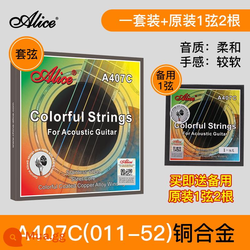 Chính Hãng Dây Đàn Guitar Alice Bộ Dây Đàn Guitar Dân Gian Bộ 6 Lõi Thép Gỗ Chống Gỉ Phụ Kiện Đàn Guitar Dây - A407C bộ 011-052]+1 dây 2 cái