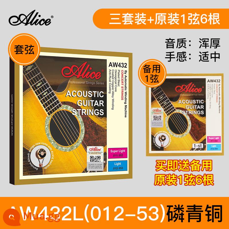 Chính Hãng Dây Đàn Guitar Alice Bộ Dây Đàn Guitar Dân Gian Bộ 6 Lõi Thép Gỗ Chống Gỉ Phụ Kiện Đàn Guitar Dây - A432L ba bộ 012-053]+1 dây 6 chiếc