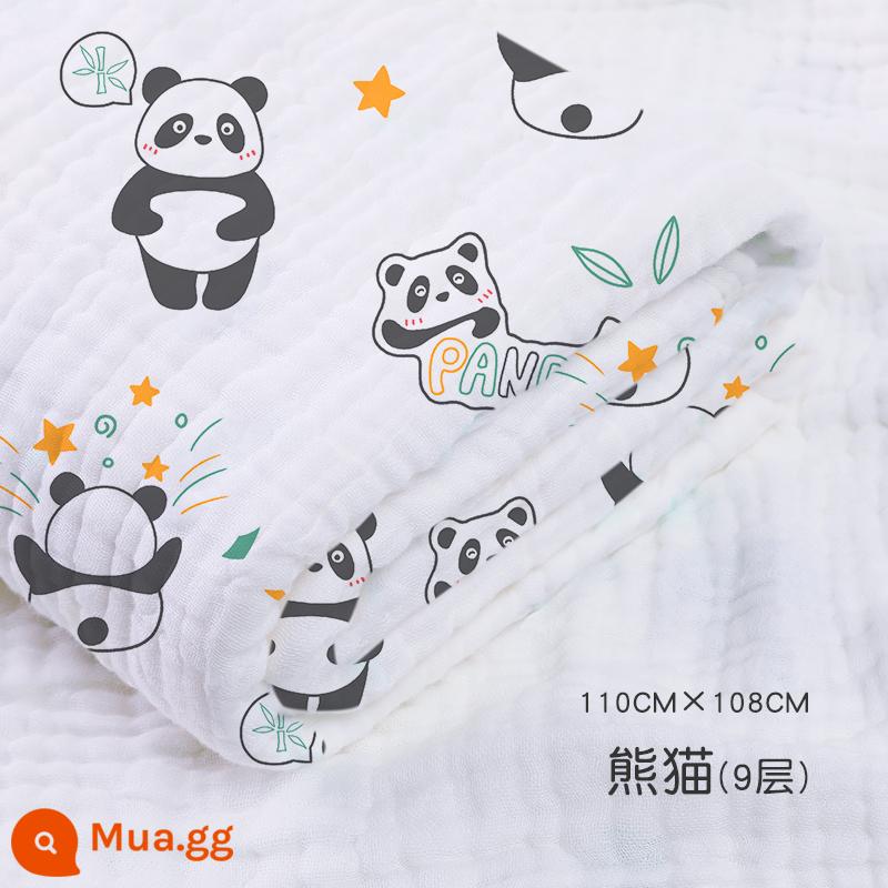 Jie Liya khăn tắm cho bé sơ sinh cotton nguyên chất siêu mềm thấm lớn khăn tắm cho bé sơ sinh sản phẩm dành cho trẻ em - Panda-[9 lớp sợi bông dày mật độ cao] 110*108cm