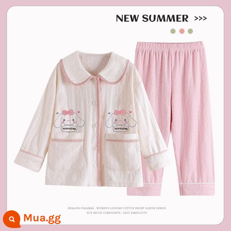 2022 Mới Bộ Đồ Ngủ Trẻ Em Bé Gái Xuân Thu Dài Tay Cotton Nguyên Chất Chó Quế Bé Gái Lưới Đỏ Nổ Nhà Quần Áo - 31236G