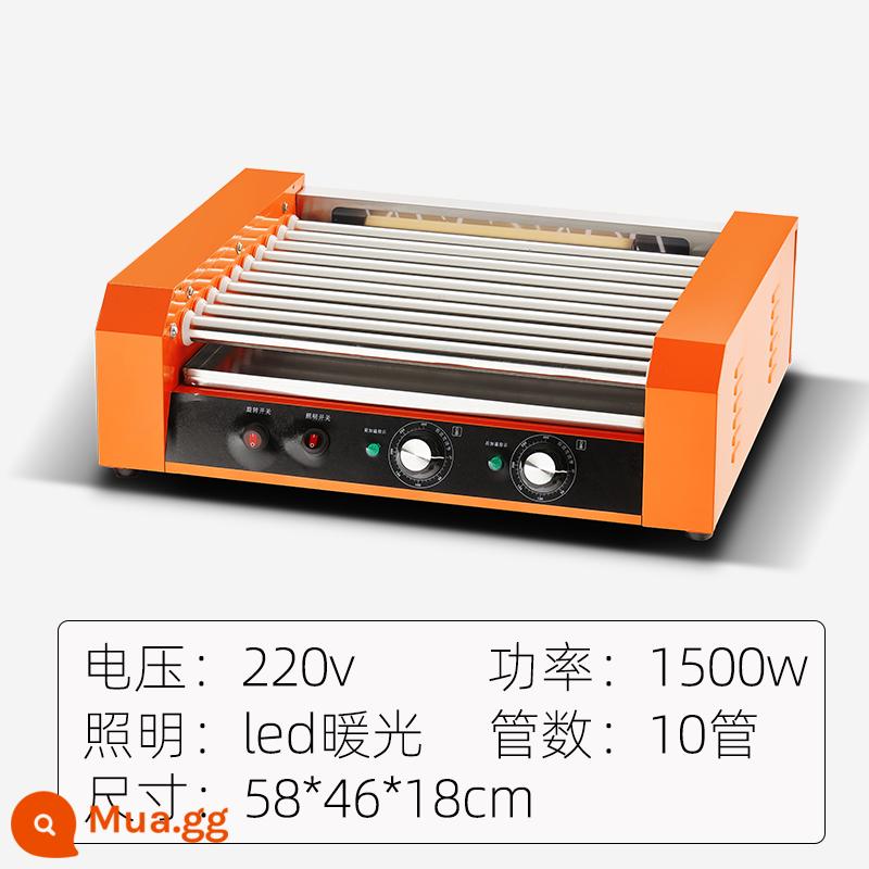 Dongyin Qiquian Sanior SAISHABLE MÁY THƯƠNG MẠI Đài Loan Baked Saishable Desktop Máy tính để bàn rang Rang Full Full Automatic Hot Dog Tay Xúc xích máy - 10 ống màu cam | không có nắp kính | điều khiển nhiệt độ kép |