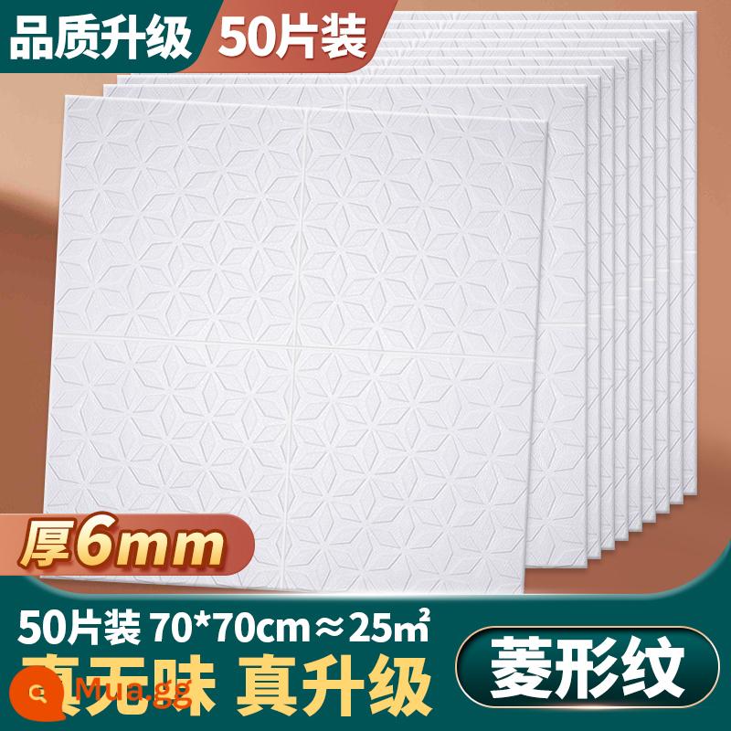 Giấy Dán Tường Tự Dính 3D Xốp Dán Tường Ba Chiều Trần Phòng Ngủ Trang Trí Ấm Áp Chống Nước Chống Va Chạm Nền Dán Tường - Trần hoa văn kim cương, dày 6 mm, gói 50 miếng, khoảng 25㎡, được nâng cấp và làm dày