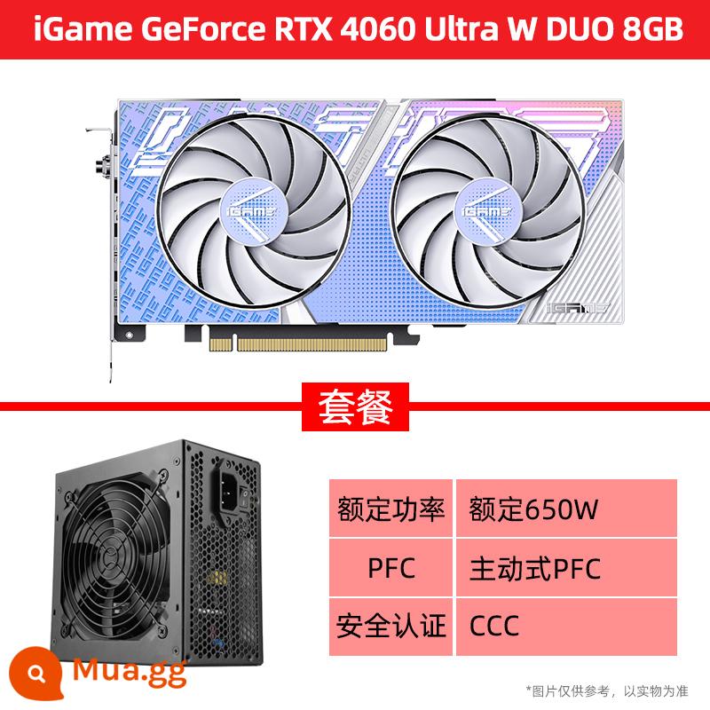 Thẻ hiển thị độc lập máy tính để bàn chơi game RTX3060/Ti Vulcan AD/Ultra white đầy màu sắc - iGame RTX4060 Ultra W DUO 8G+ bộ nguồn 650W định mức