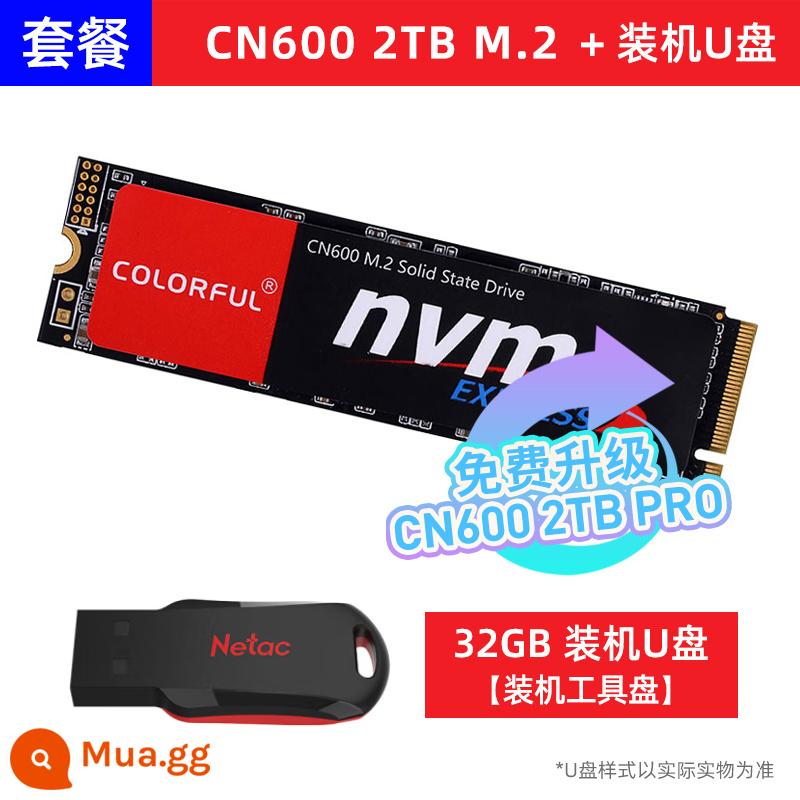 Nhiều màu sắc CN600 512G M.2 SSD máy tính để bàn NVME notebook pcie 4.0 ổ cứng thể rắn 1T - Ổ flash USB cài đặt CN600 2TB + 32GB