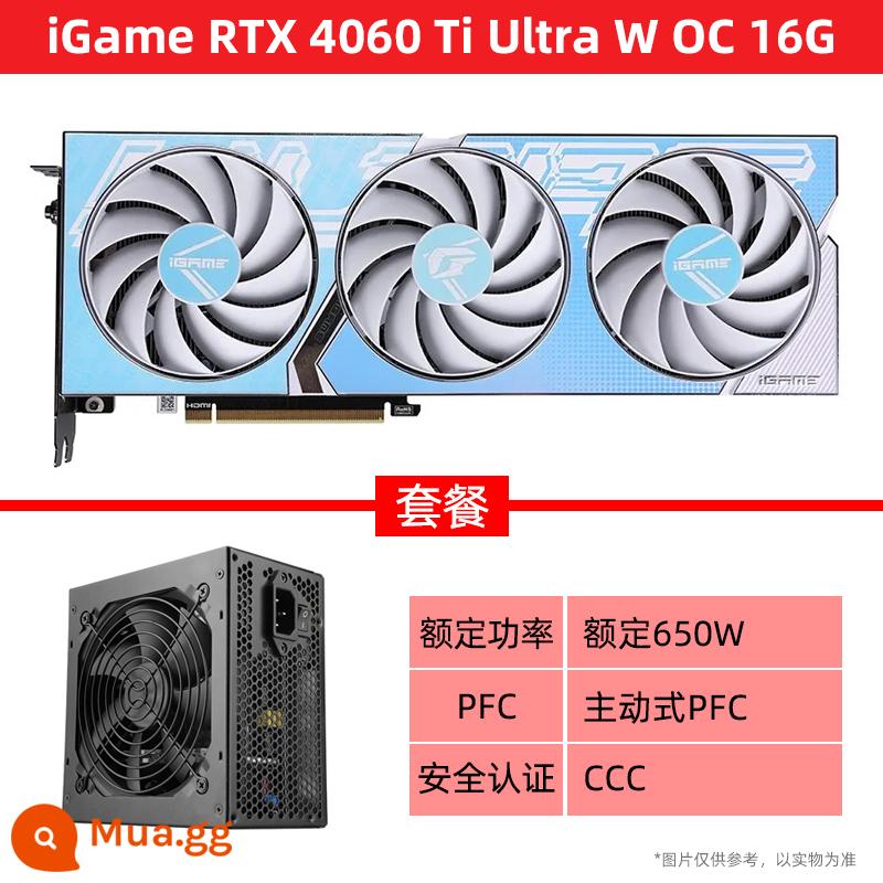 Thẻ hiển thị độc lập máy tính để bàn chơi game RTX3060/Ti Vulcan AD/Ultra white đầy màu sắc - iGame RTX4060TI Ultra W OC 16G+ bộ nguồn 650W định mức