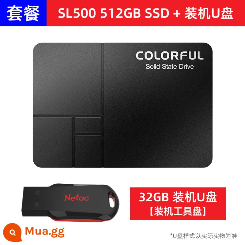 Ổ đĩa trạng thái rắn cho máy tính để bàn SSD SL500 512G 500G đầy màu sắc Giao diện SATA3 2,5 inch - Ổ đĩa flash USB cài đặt SL500 512GB+32GB