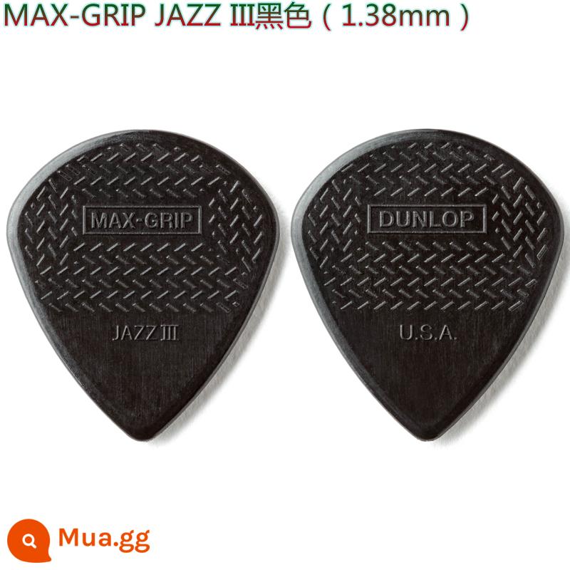 American Dunlop Jazz 3 XL MAX GRIP ULTEX JAZZ 3 gỗ dân gian guitar điện bass mái chèo - MAX-GRIP JAZZ 3 màu đen (1,38mm)