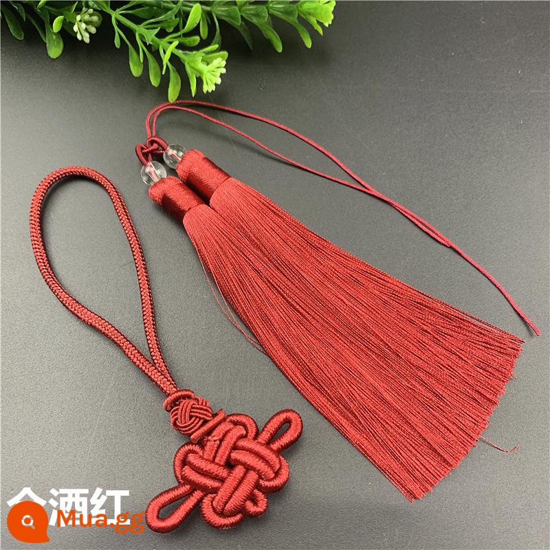 Cổ hai màu Trung Quốc thắt nút tua dẻo dai chống nhăn Hanfu mặt dây chuyền mặt dây treo túi ô tô cao cấp phối màu tua treo - Tất cả sự kết hợp màu đỏ tía