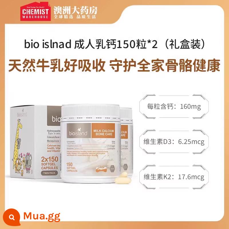 Sữa bổ sung canxi BioIsland Baiao Langde của Úc dành cho người lớn tuổi thiếu niên, trung niên và người già bổ sung canxi cho phụ nữ mang thai 150 viên - Hộp Quà Tặng Mass Seller - Sữa Người Lớn Canxi 150 viên*2 chai