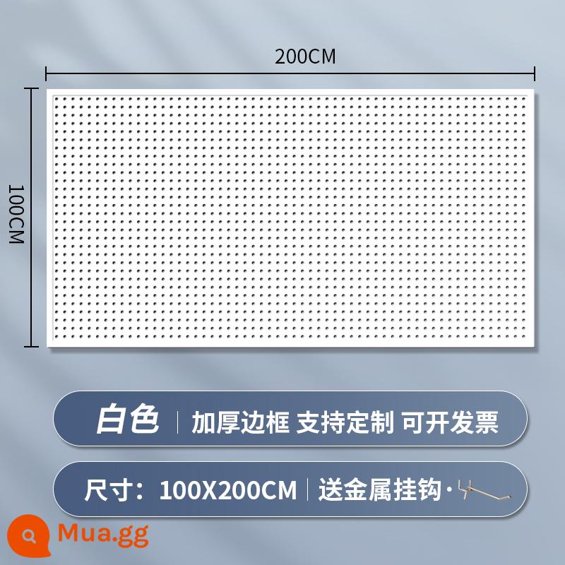 Kệ siêu thị lỗ bảng tùy chỉnh hiên có giá để đồ tủ công cụ phần cứng treo tấm trang sức inox giá trưng bày - [Phiên bản nâng cấp và dày] 100 × 200cm★ Tặng 30 móc kim loại "Phiên bản màu trắng"