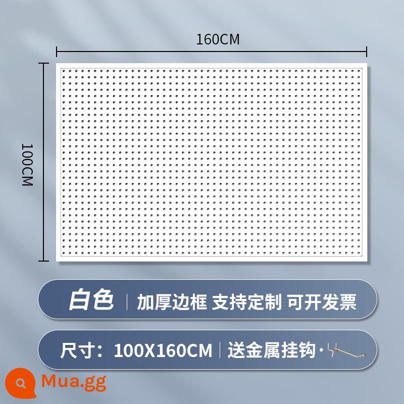 Kệ siêu thị lỗ bảng tùy chỉnh hiên có giá để đồ tủ công cụ phần cứng treo tấm trang sức inox giá trưng bày - [Phiên bản nâng cấp và dày] 100 × 160cm★ Tặng 20 móc kim loại "Phiên bản màu trắng"