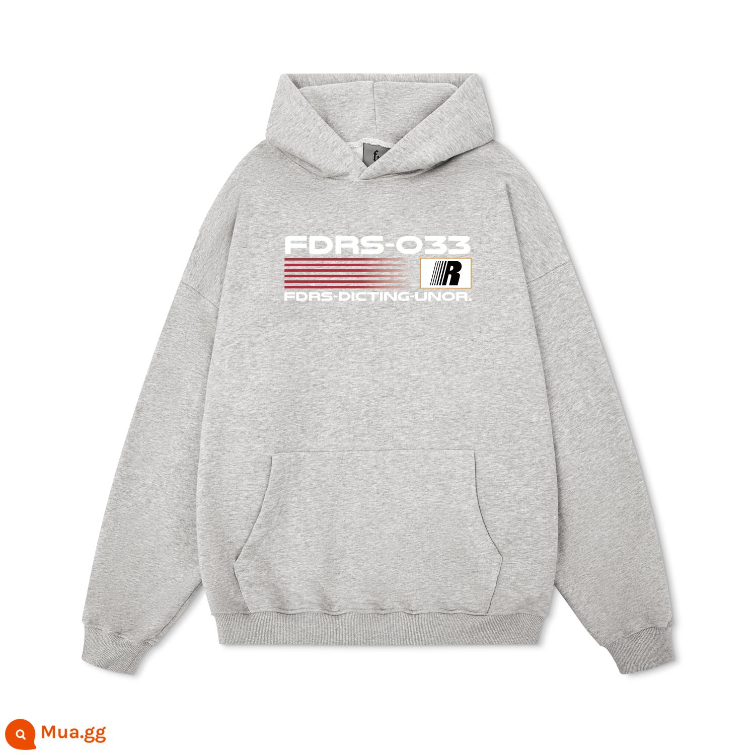 FDR quốc triều R họa tiết chữ in hình hoodie nam nữ thu đông Mỹ nặng cặp đôi tay dài áo hoodie - đốm xám