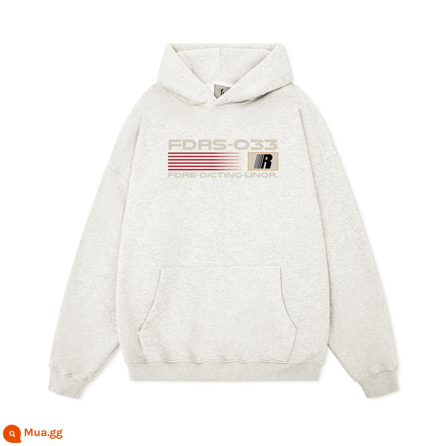 FDR quốc triều R họa tiết chữ in hình hoodie nam nữ thu đông Mỹ nặng cặp đôi tay dài áo hoodie - Trắng xám