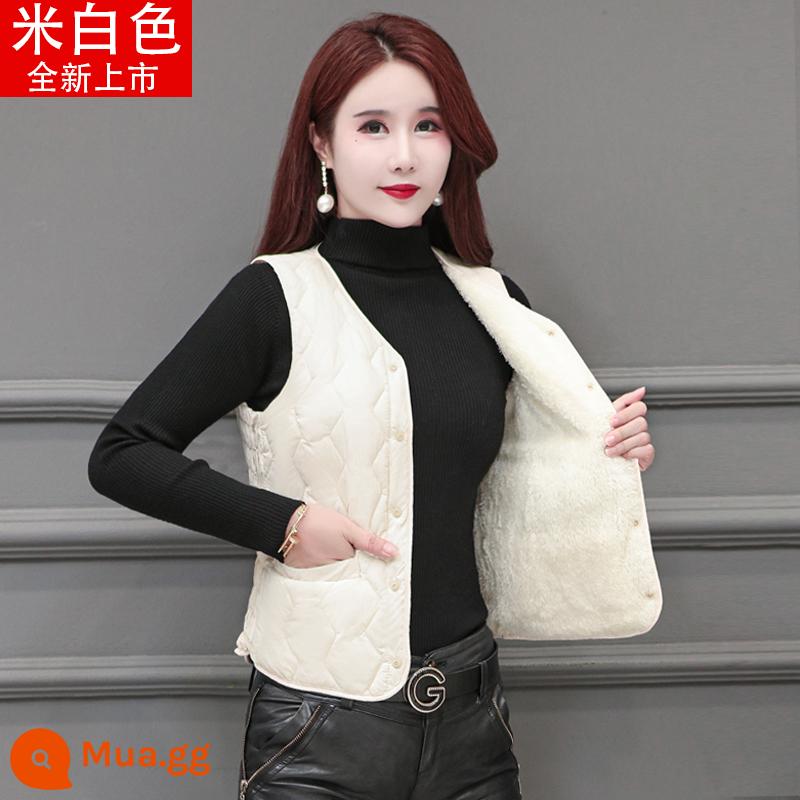 Mùa Thu Đông 2023 Phong Cách Mới Phong Cách Phương Tây Xuống Áo Vest Cotton Giữ Nhiệt Nữ Áo Ghi Lê Dày Ôm Vừa Vặn Plus Nhung Lót Nữ - Phân phối ưu tiên bộ sưu tập màu trắng nhạt