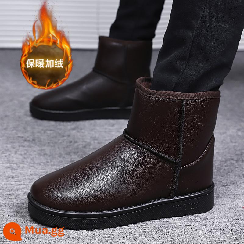 Giày nam mùa đông Anh không thấm nước nam Boots nam Anti -skid ấm và giày bông nhung - 909 màu nâu