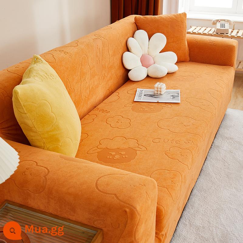 Bọc Ghế Sofa Tất Cả Đa Năng Lười Full Bọc Ghế Sofa Chống Mèo Xước Bốn Mùa Đa Năng Đệm Sofa Co Giãn bao Da Bộ - Yunmianmian-Sunshine Orange