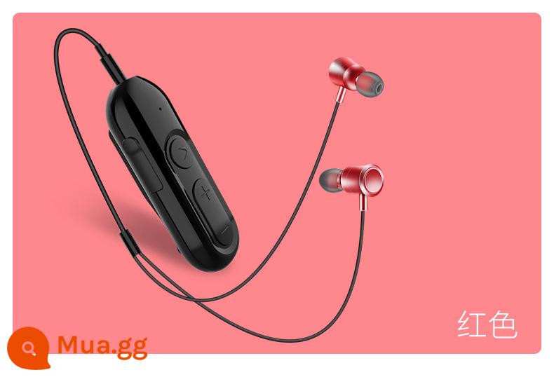 Đầu nối tai nghe bluetooth không dây âm thanh nổi thời gian chờ siêu dài lavalier âm nhạc thể thao đa chức năng đầu thu bluetooth - Bảng điều khiển màu đen cá tính + dây chuyền bông tai màu đỏ + cáp sạc USB