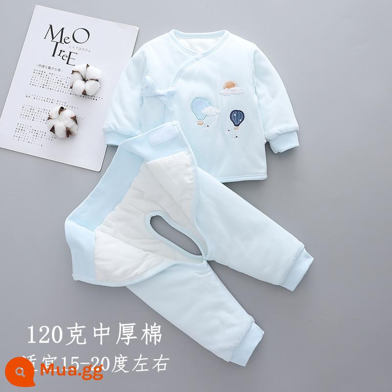 Quần áo trẻ em hai tháng, bốn tháng -Thể loại A Baby Winter Hai bộ 52 Yards New Life Winter dày Váy mùa đông - [Mềm, sáp và không xương] H826 xanh dày vừa