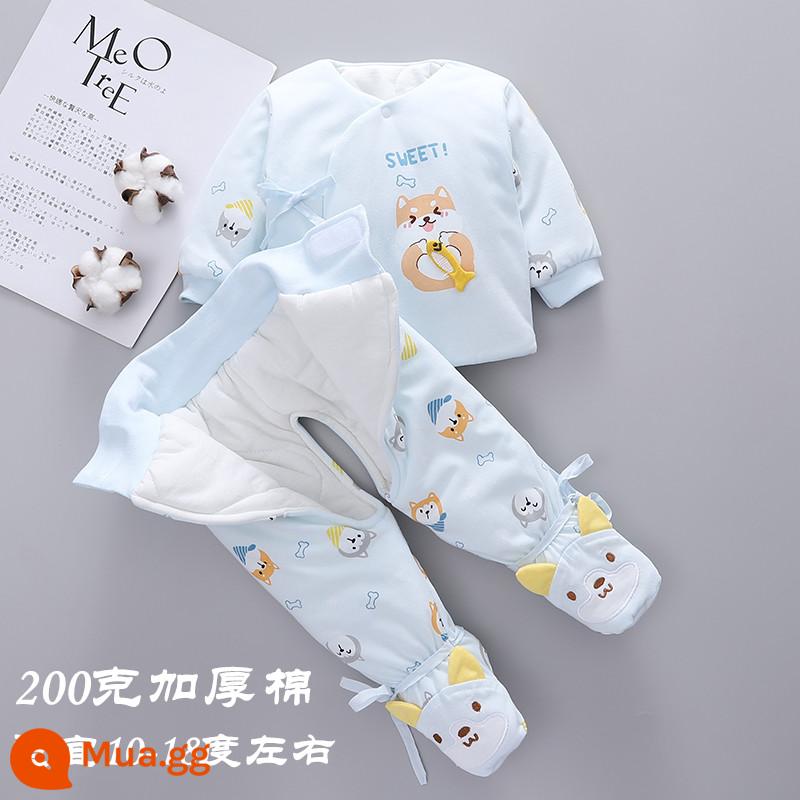 Quần áo trẻ em hai tháng, bốn tháng -Thể loại A Baby Winter Hai bộ 52 Yards New Life Winter dày Váy mùa đông - [Mềm, như sáp và không xương] H902 dày màu xanh