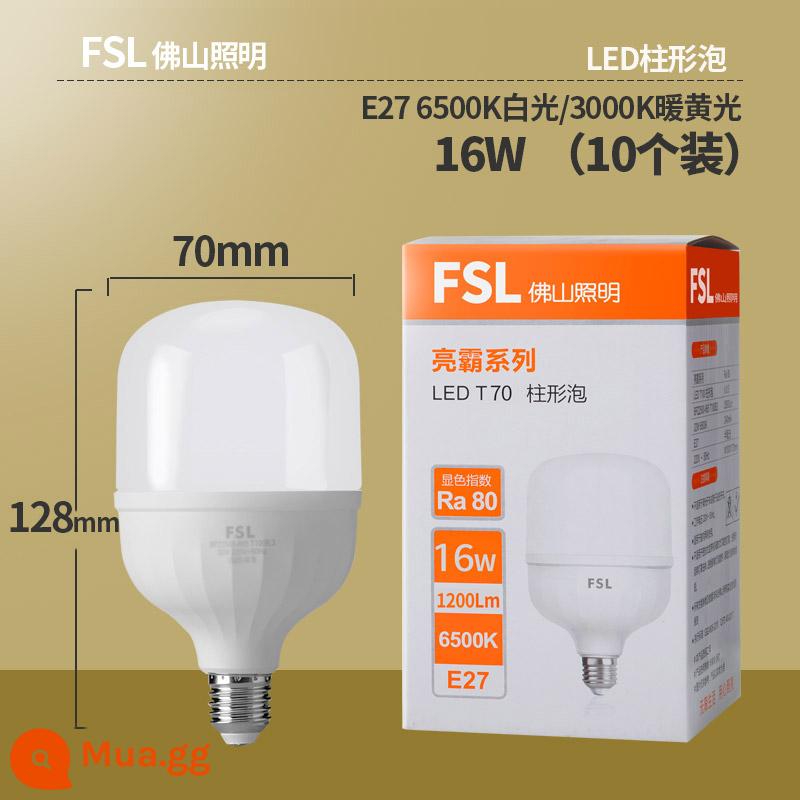 FSL Phật Sơn Chiếu Sáng Bóng Đèn LED Hình Trụ E27 Vít Công Suất Cao Siêu Sáng Hộ Gia Đình Trong Nhà Công Suất Cao Đèn Tiết Kiệm Năng Lượng - Bóng đèn LED trụ 16W 10 chiếc