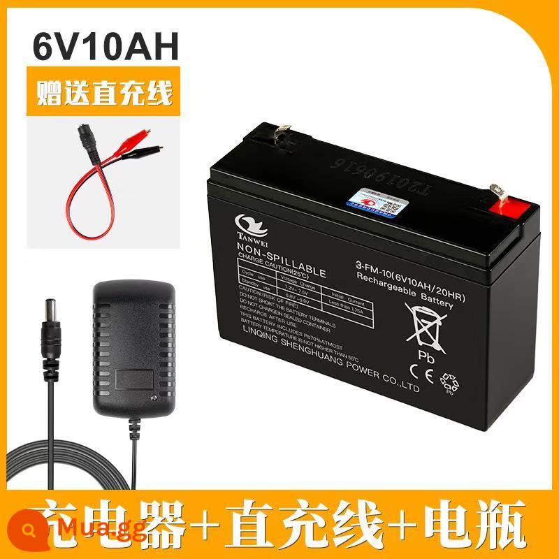 6V4AH4.5AHV7ah 6V12V điện đồ chơi trẻ em ô tô xe máy xe đẩy pin sạc pin - Pin 6V10AH đi kèm sạc lỗ tròn + cáp thẳng